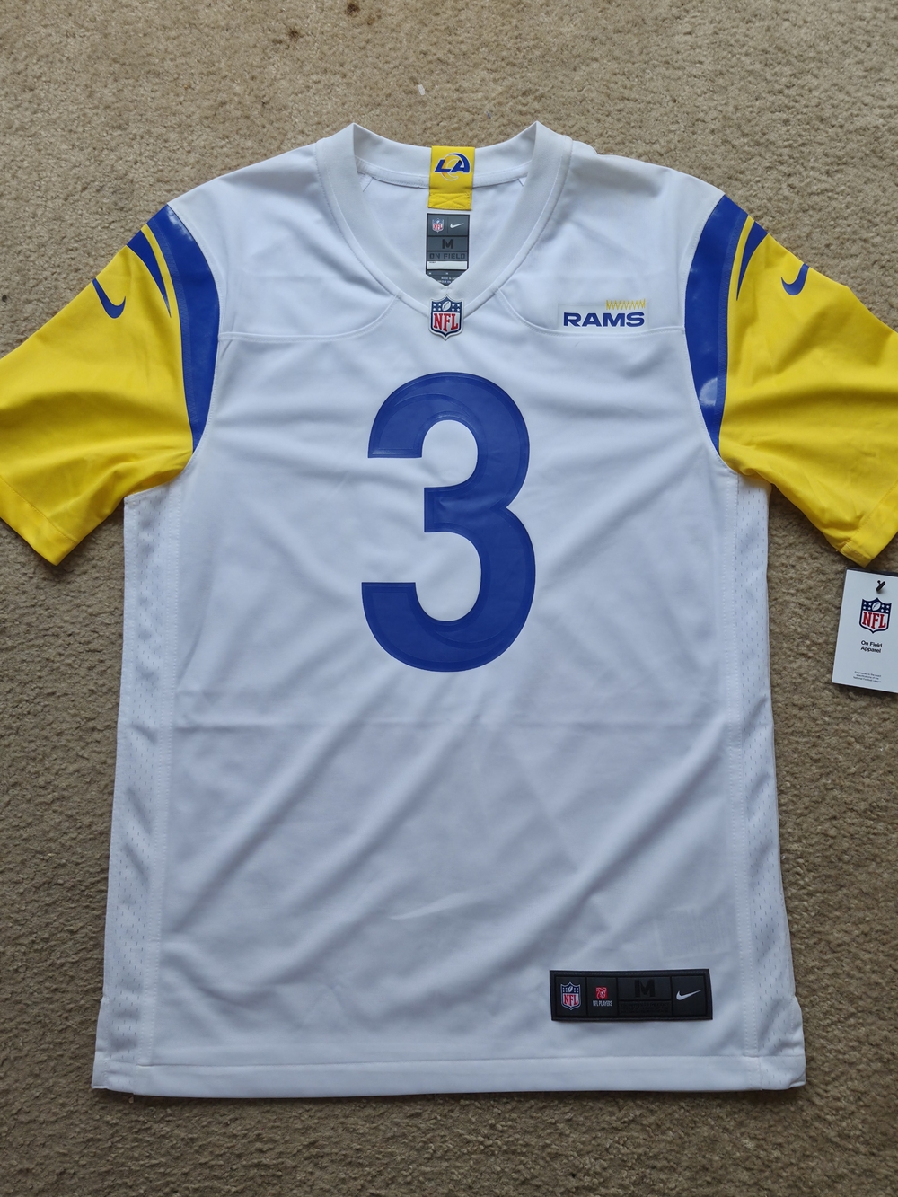 Los Angeles Rams #3 White & Yellow Nike Jersey